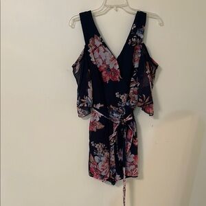 Bailey Blue Floral Cold Shoulder Jumpsuit - Navy and Pink